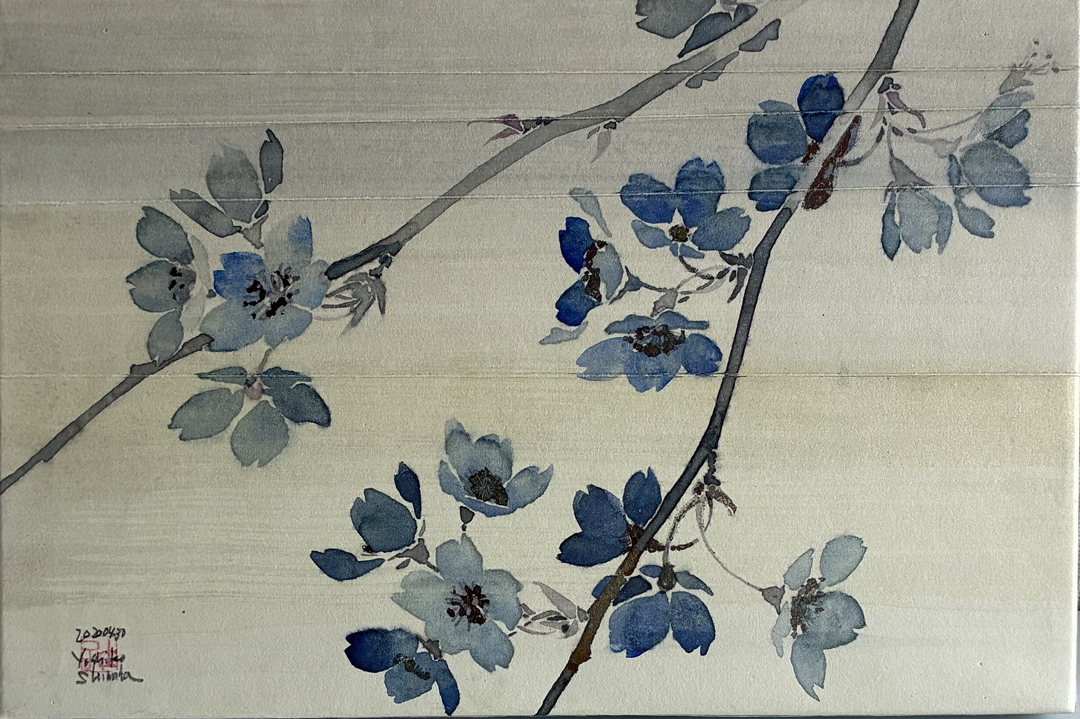 『青い桜』 襖絵師 島田由子 260mm×170mm